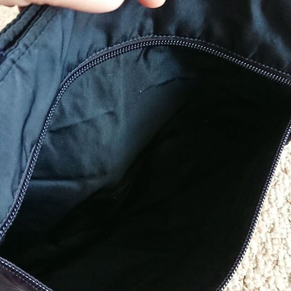 Black Prada nylon fabric with navy blue double handles tote - Picture 14 of 16